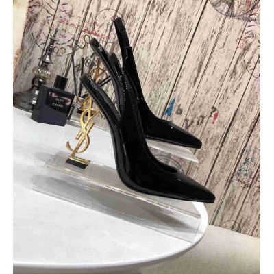 Saint Laurent Opyum Slingback Pumps 110mm With Gold Heel