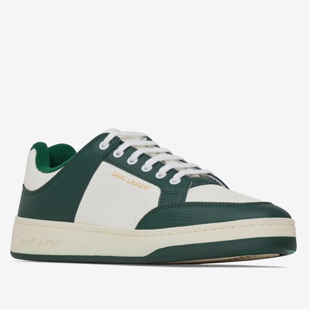 Saint Laurent SL 61 Sneakers in Green and White Leather