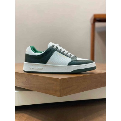 Saint Laurent SL 61 Sneakers in Green and White Leather