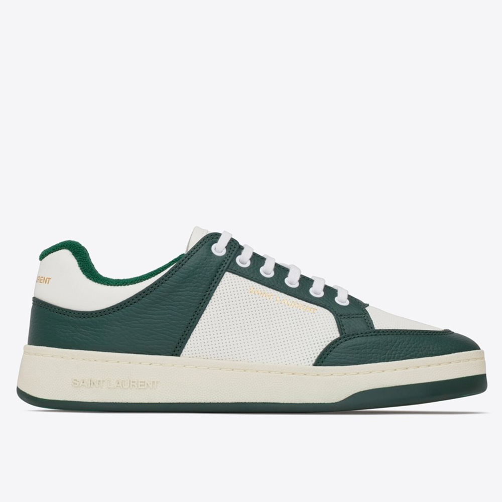 Saint Laurent SL 61 Sneakers in Green and White Leather