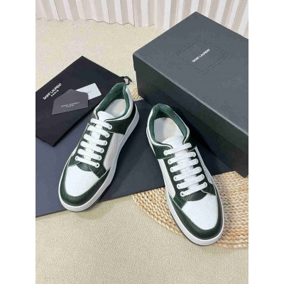 Saint Laurent SL 61 Sneakers in Green and White Leather