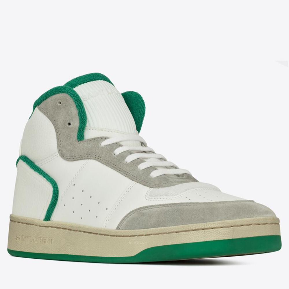 Saint Laurent SL 80 Sneakers in White and Grey Leather
