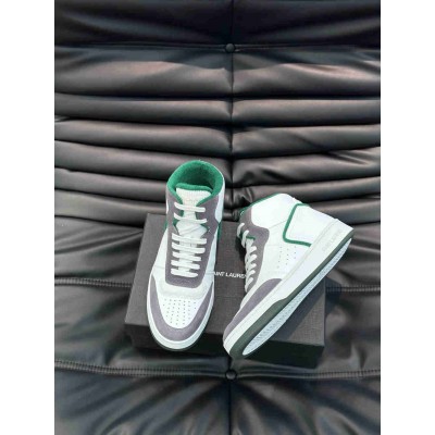 Saint Laurent SL 80 Sneakers in White and Grey Leather