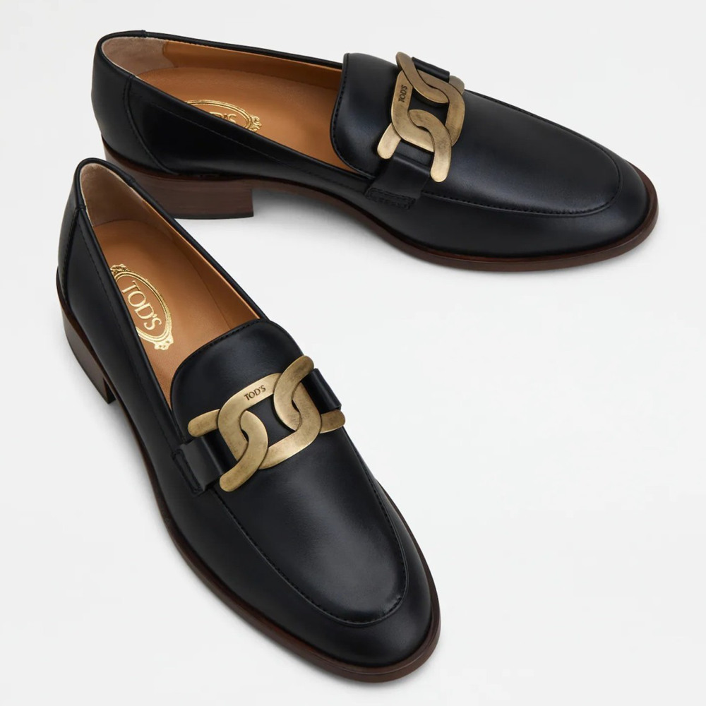 Tod's Cuoio Loafers In Black Calfskin