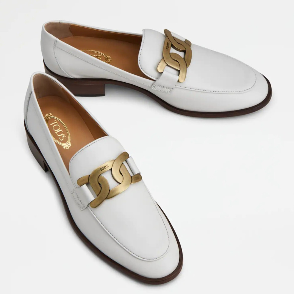 Tod's Cuoio Loafers In White Calfskin