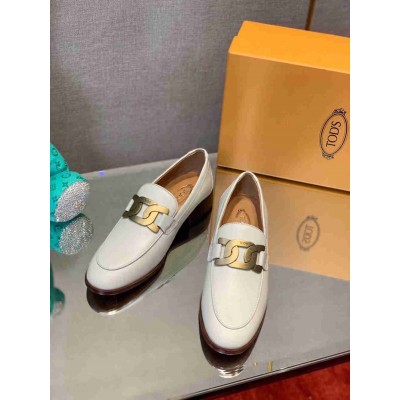 Tod's Cuoio Loafers In White Calfskin