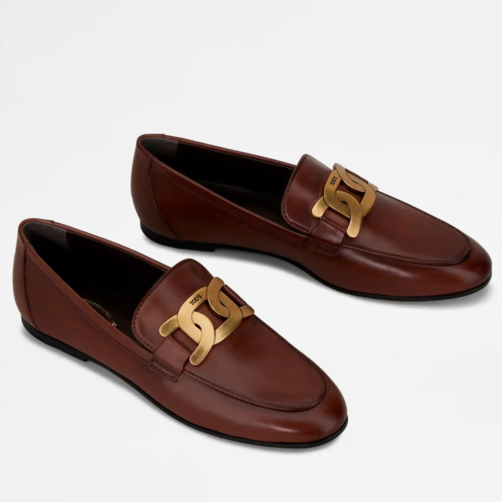 Tod's Kate Loafers In Dark Brown Calfskin