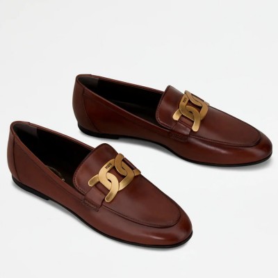 Tod's Kate Loafers In Dark Brown Calfskin