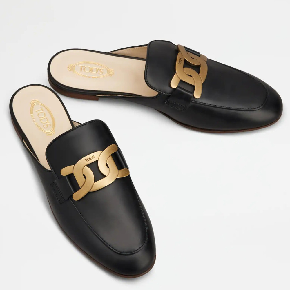 Tod's Mules In Black Smooth Calfskin