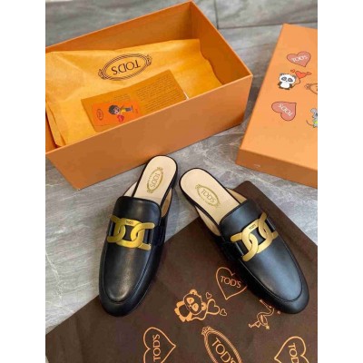 Tod's Mules In Black Smooth Calfskin