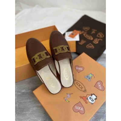 Tod's Mules In Brown Smooth Calfskin