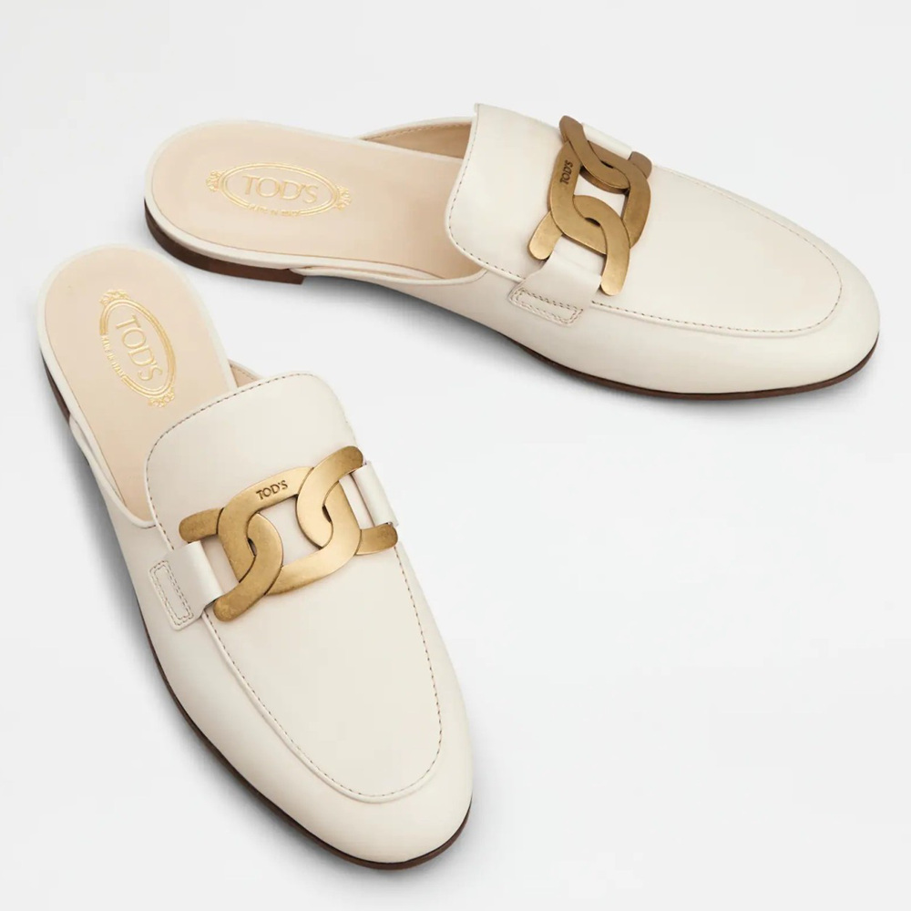 Tod's Mules In White Smooth Calfskin