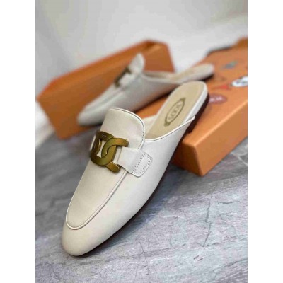 Tod's Mules In White Smooth Calfskin