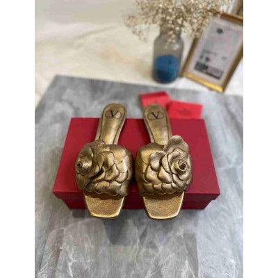 Valentino Atelier Shoes 03 Rose Edition Slides Sandals Gold