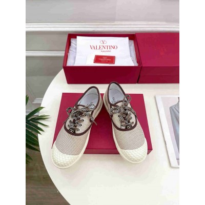 Valentino Bay By Bay Sneakers in Beige Canvas