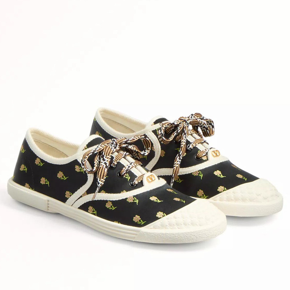 Valentino Bay By Bay Sneakers in Papier Floral Fabric