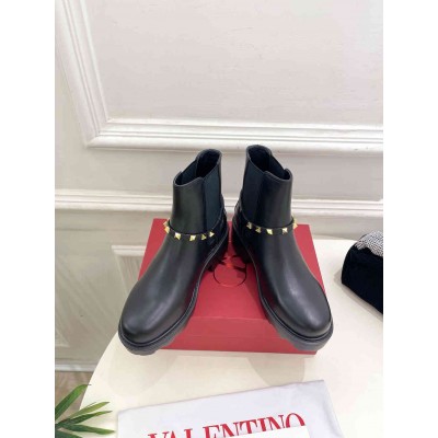 Valentino Beatle Rockstud Boots 55mm in Black Leather