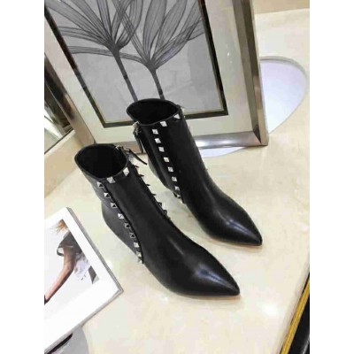 Valentino Black Rockstud Heeled Ankle Boots 85mm