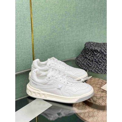 Valentino One Stud Low-top Sneakers In White Calfskin