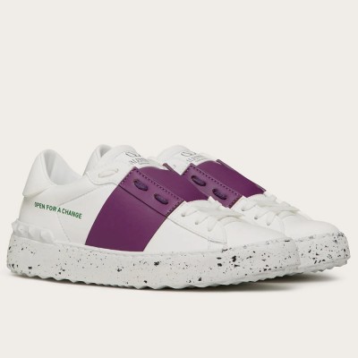 Valentino Open For a Change Sneakers with Purple Stripe