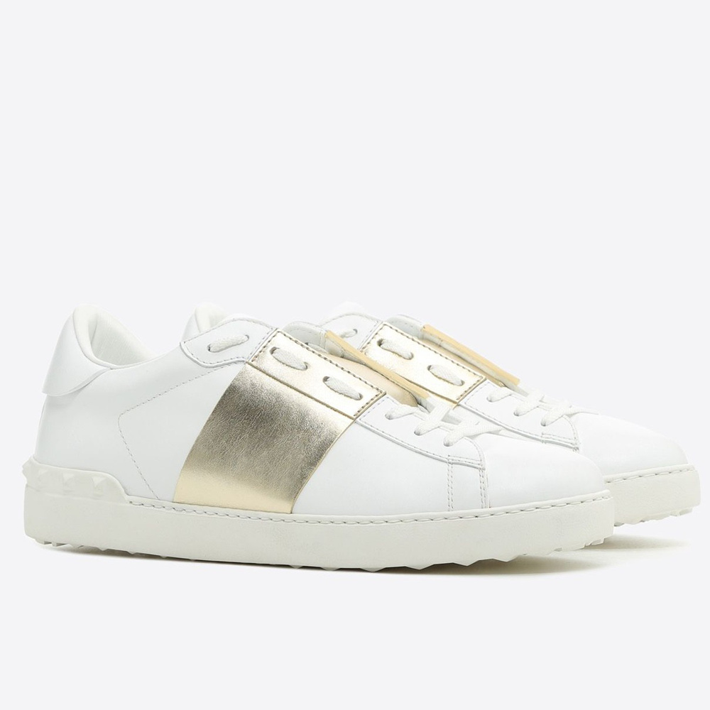 Valentino Open Sneakers with Gold Metallic Stripe