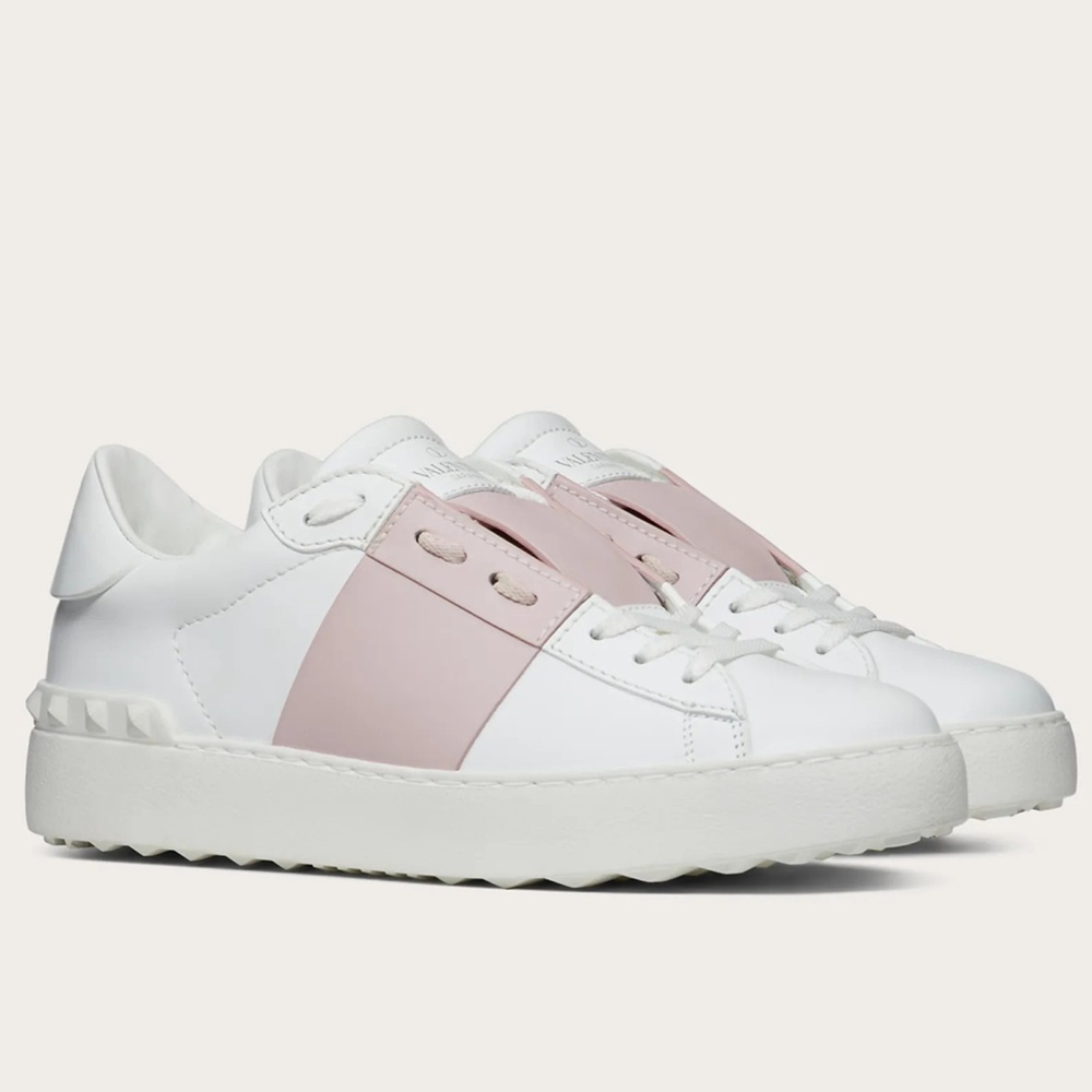 Valentino Open Sneakers with Pink Leather Stripe