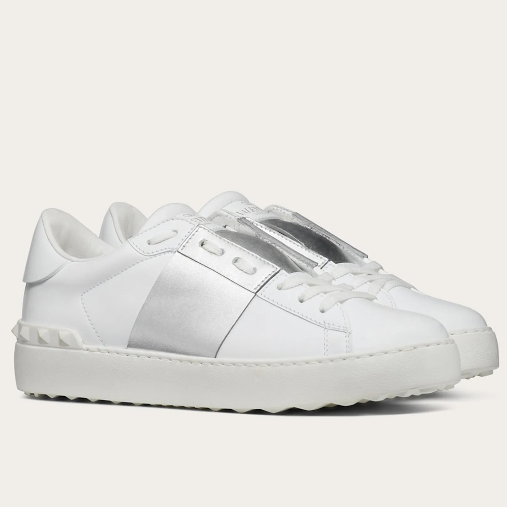 Valentino Open Sneakers with Silver Metallic Stripe