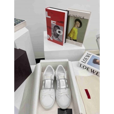 Valentino Open Sneakers with Silver Metallic Stripe