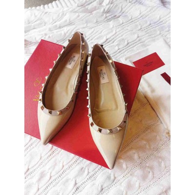 Valentino Rockstud Ballet Flats In Powder Patent Leather