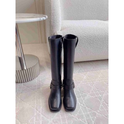 Valentino Garavani Rockstud Biker Boots 40mm in Black Calfskin