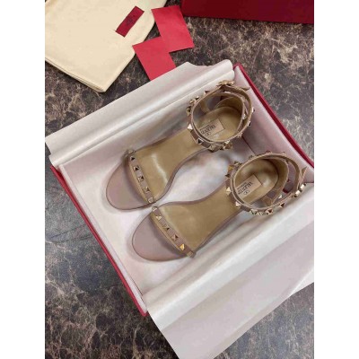 Valentino Rockstud Sandals 60mm In Poudre Calfskin
