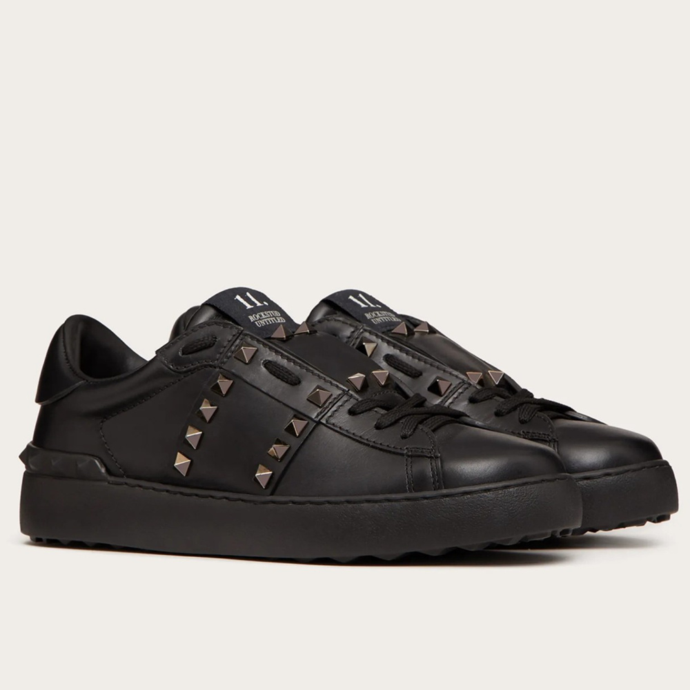 Valentino Rockstud Untitled Sneakers In Black Leather