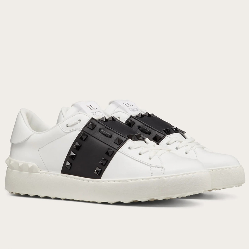 Valentino Rockstud Untitled Sneakers with Black Stripe