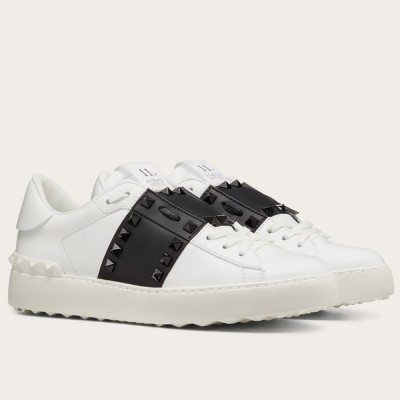 Valentino Rockstud Untitled Sneakers with Black Stripe