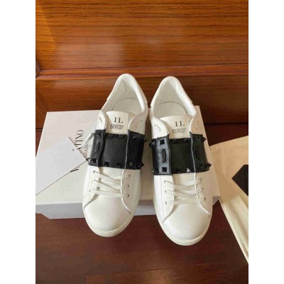Valentino Rockstud Untitled Sneakers with Black Stripe