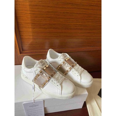 Valentino Rockstud Untitled Sneakers with Gold Stripe