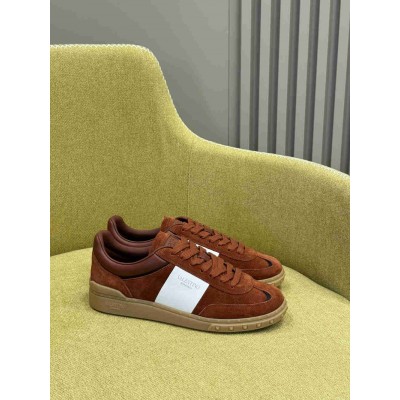 Valentino Upvillage Sneaker in Brown Suede Leather