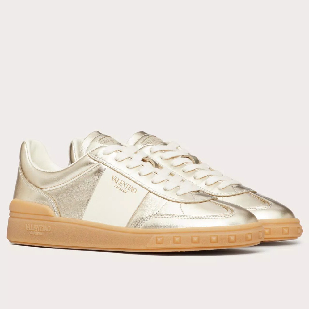 Valentino Upvillage Sneaker in Gold Laminated Leather