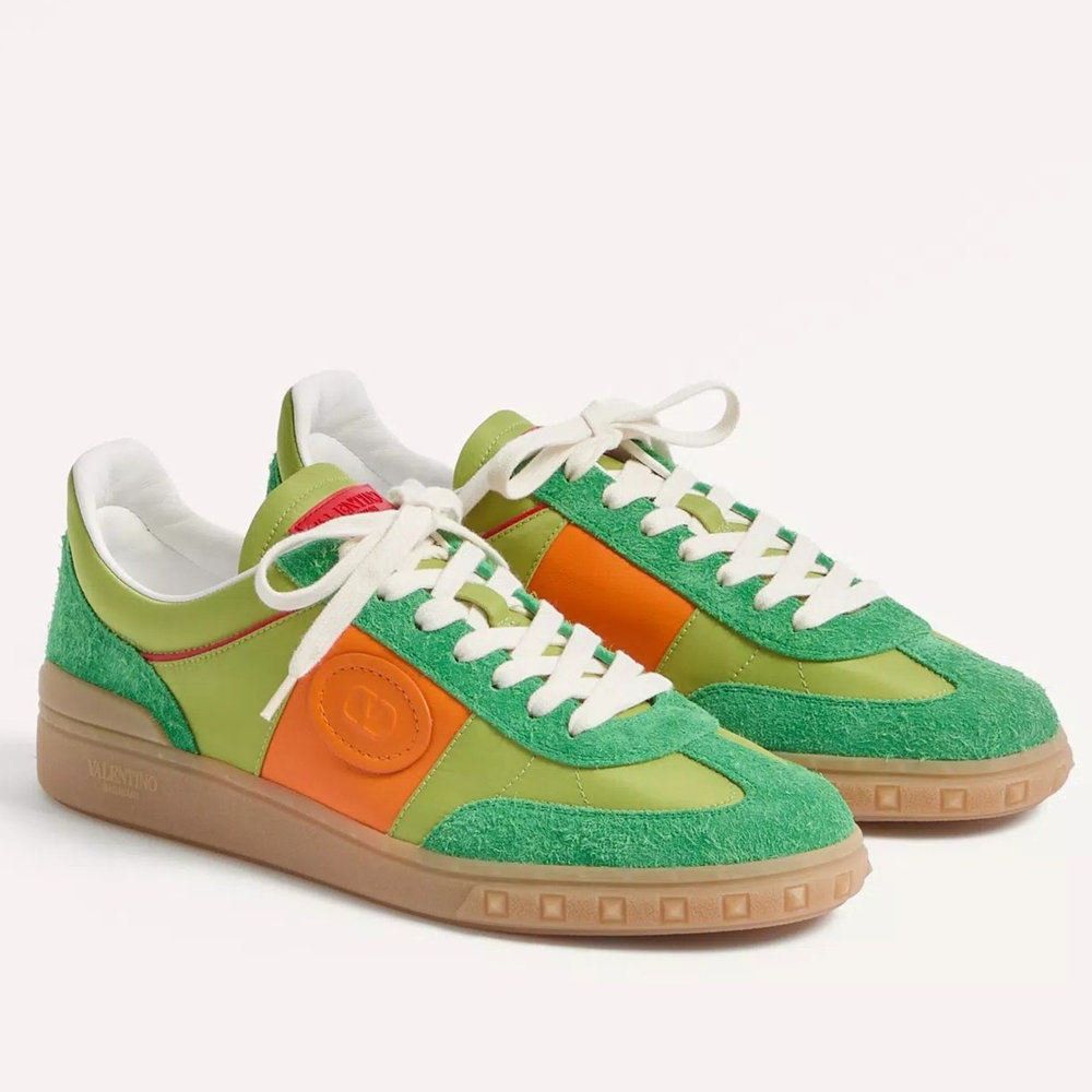 Valentino Upvillage Sneakers in Green Leather and Nylon