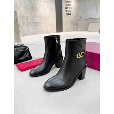 Valentino VLogo Ankle Boots 75mm In Black Leather