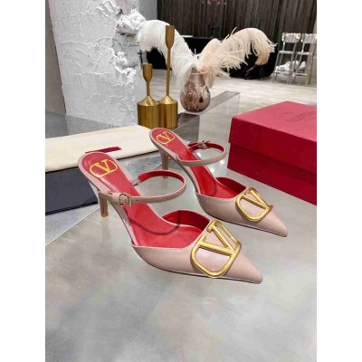 Valentino VLogo Mules 75mm In Poudre Lambskin