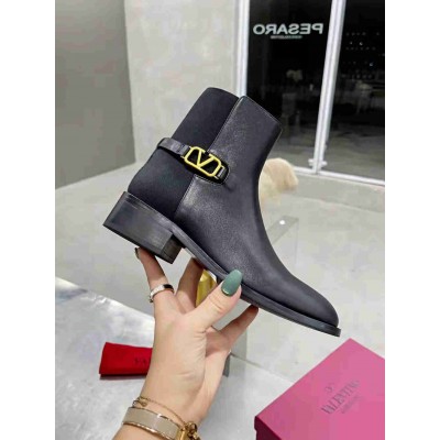 Valentino VLogo Signature Ankle Boots In Black Leather