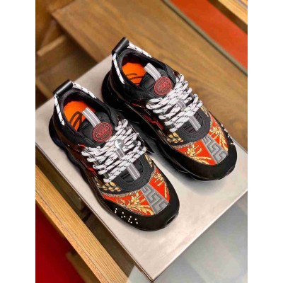 Versace Black Chain Reaction Sneakers With Baroque Print