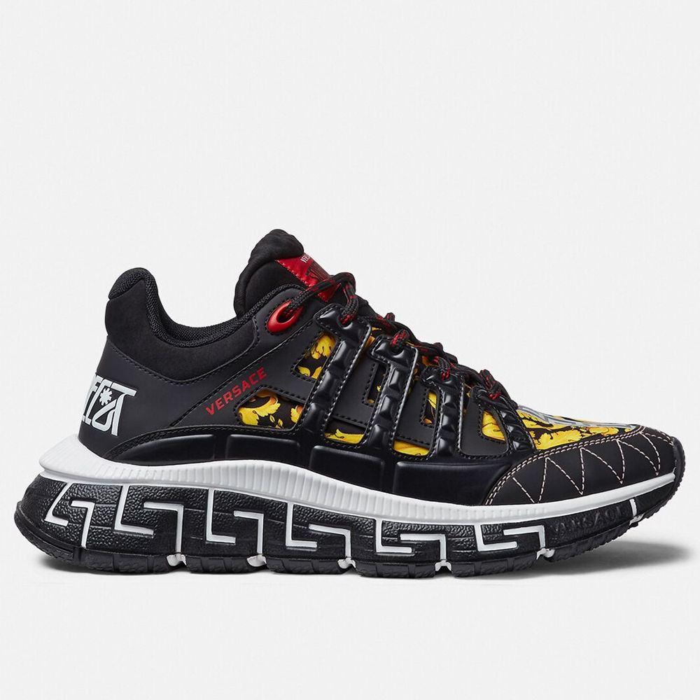 Versace Black Trigreca Sneakers With Barocco Print