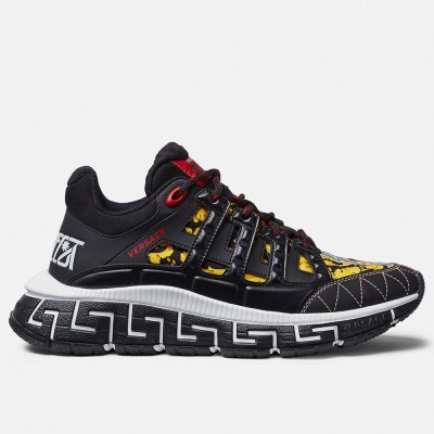 Versace Black Trigreca Sneakers With Barocco Print