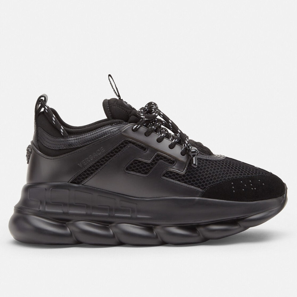 Versace Chain Reaction Sneakers In Black Mesh