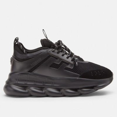 Versace Chain Reaction Sneakers In Black Mesh