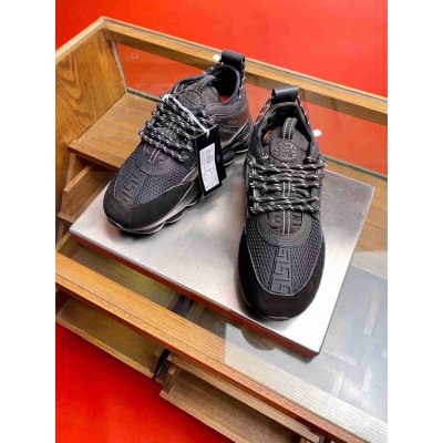 Versace Chain Reaction Sneakers In Black Mesh