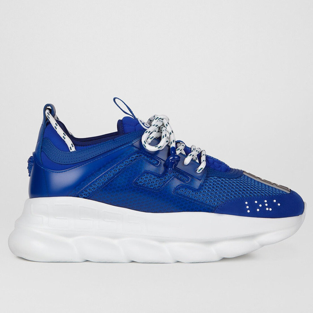 Versace Chain Reaction Sneakers In Blue Mesh