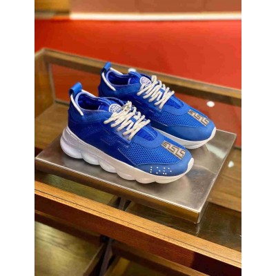 Versace Chain Reaction Sneakers In Blue Mesh